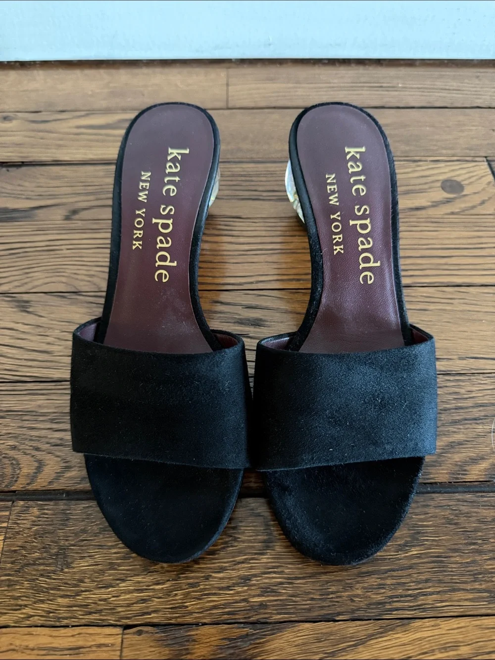 Kate Spade New York Black Suede Slide Sandals